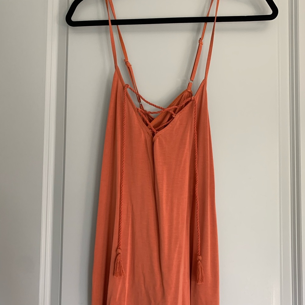 Abercrombie & Fitch Burnt Orange Strappy Cami Tank Top Tassel Lace Up Back Large